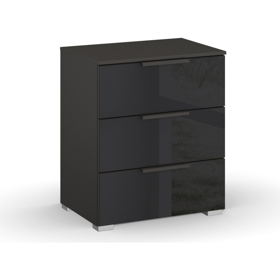 rauch Nachtkastje Skat Meridian met 3 laden met glazen front in elegant design afbeelding 1