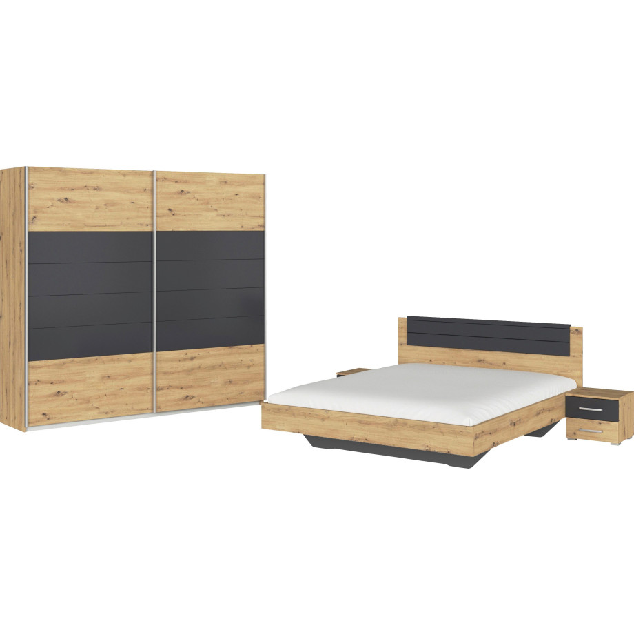 rauch Slaapkamerserie Barcelona Bed 160 of 180 cm en 2 nachttafels MADE IN GERMANY (set) afbeelding 1