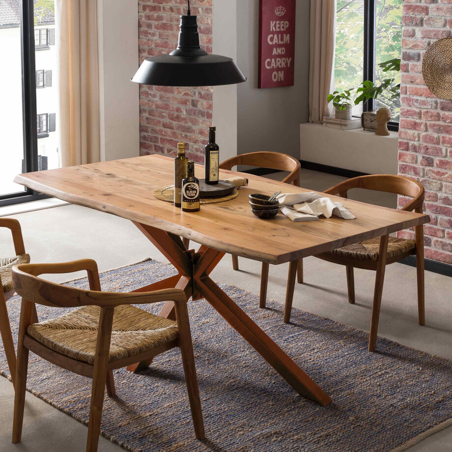 Artistiq Boomstam Eettafel 'Raynaldo' Acaciahout, 160 x 85cm, kleur Bruin afbeelding 1