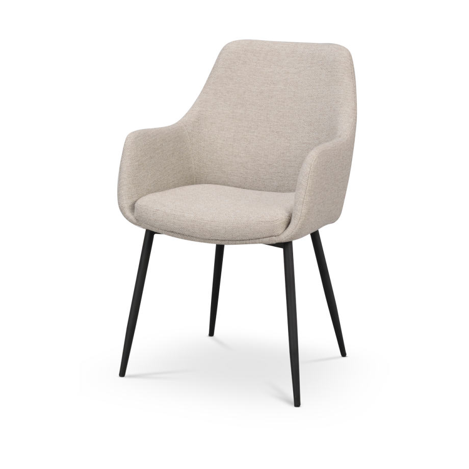 Reily eetkamerstoel beige - zwart onderstel Reily eetkamerstoel beige - zwart onderstel afbeelding 1