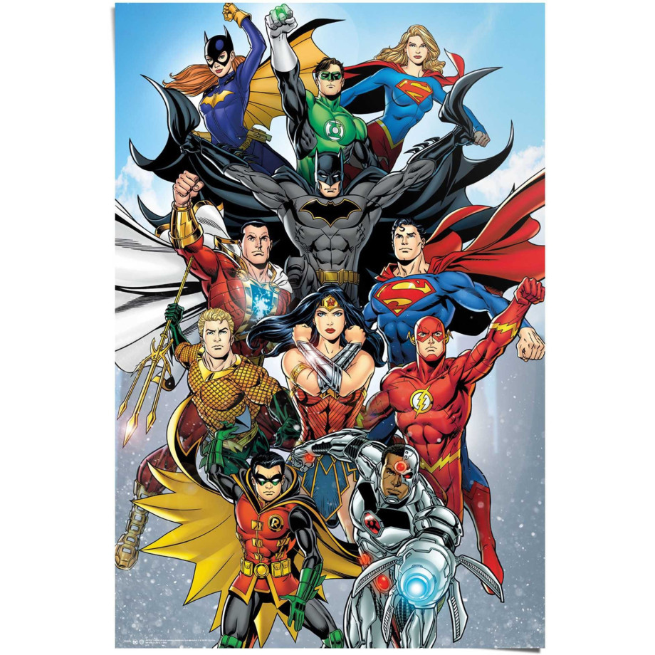 Reinders! Poster DC Comics Helden Superman Wonderwoman Flash Batman afbeelding 1