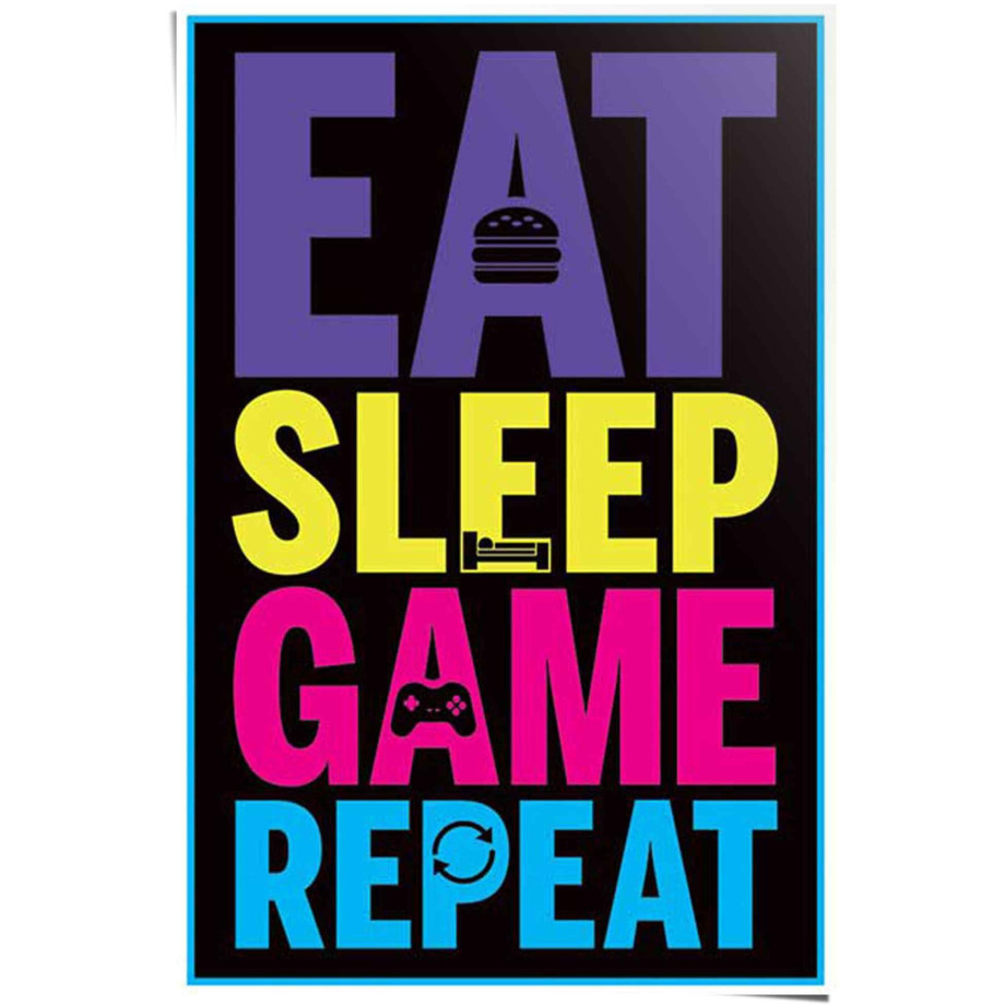 Reinders! Poster Eat sleep game repeat afbeelding 1