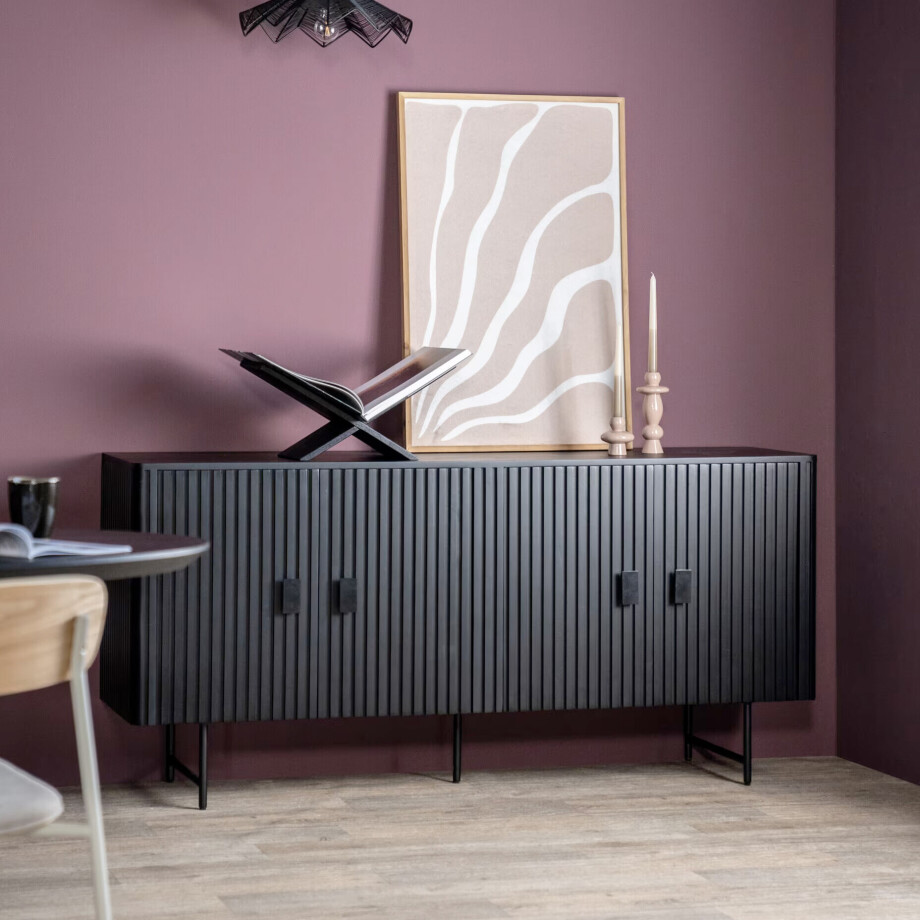 Eleonora Dressoir 'Remi' Mangohout en metaal, kleur Zwart, 170cm afbeelding 1