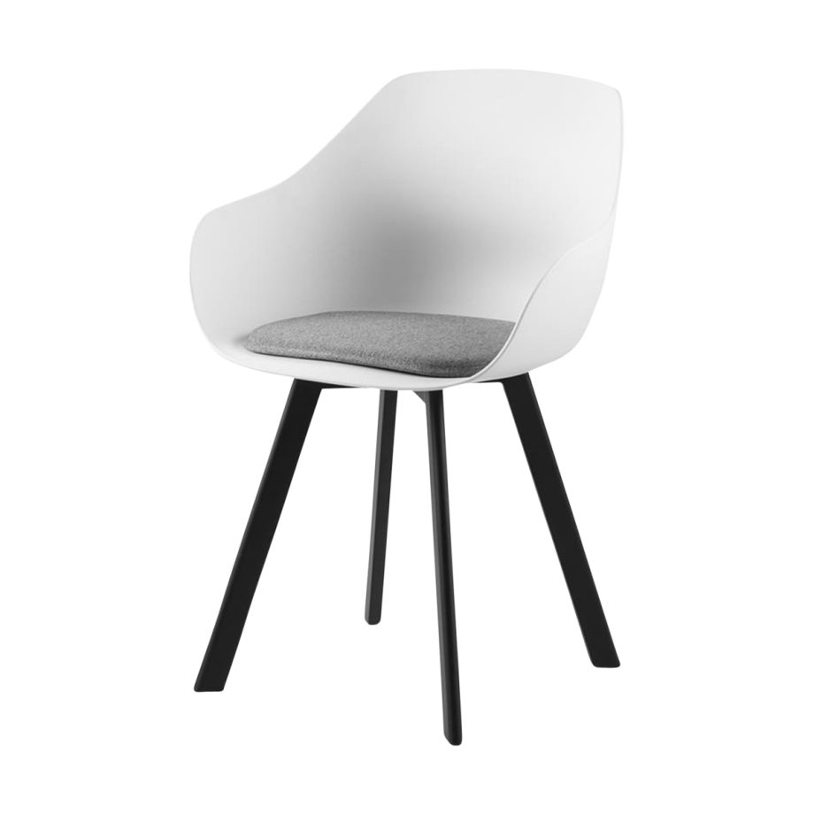 Rene kunststof eetkamerstoel wit - zwart metalen onderstel Rene kunststof eetkamerstoel wit - zwart metalen onderstel afbeelding 1