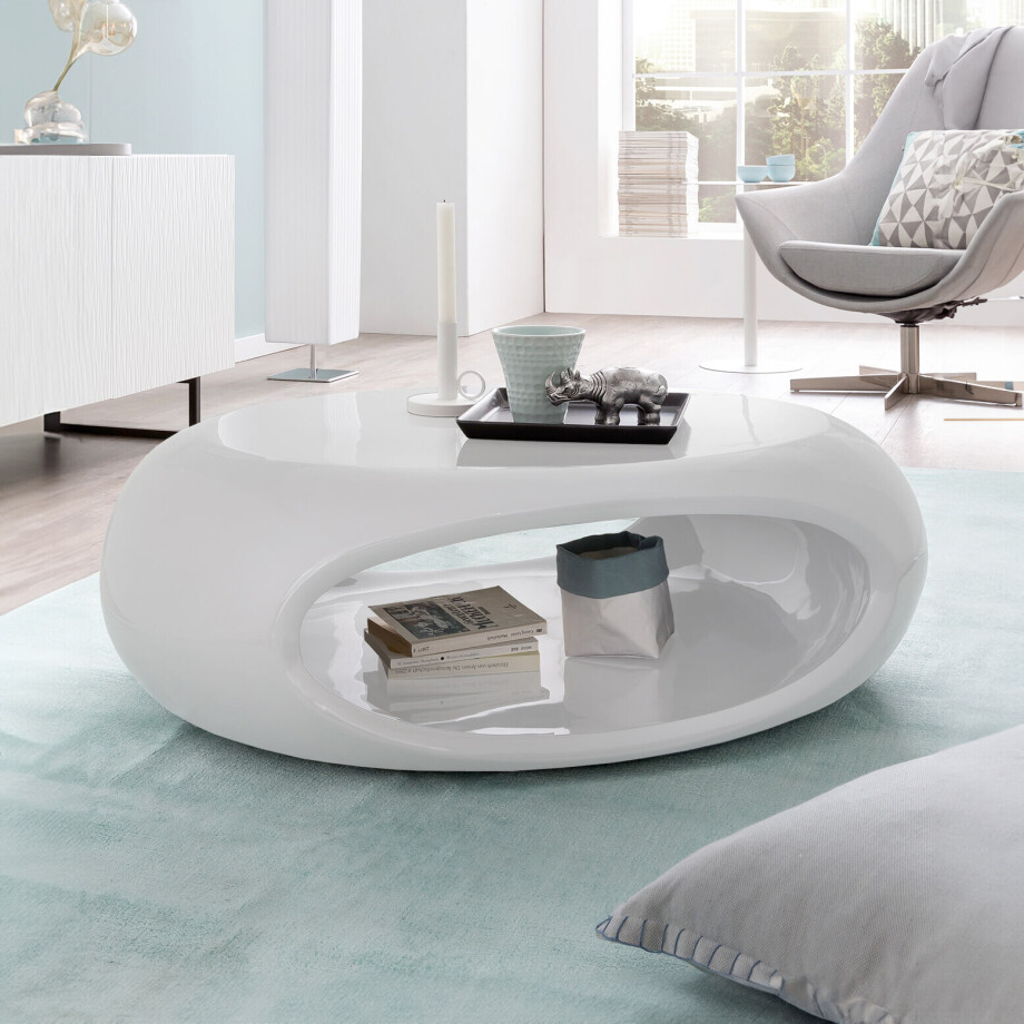 Artistiq Salontafel 'Rhoda' 100 x 70cm, kleur hoogglans wit afbeelding 1