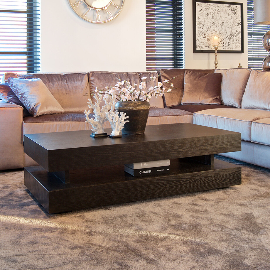 Richmond Salontafel 'Oakura' Eikenhout 150 x 80cm, kleur zwart Richmond Salontafel 'Oakura' Eikenhout 150 x 80cm, kleur zwart afbeelding 1