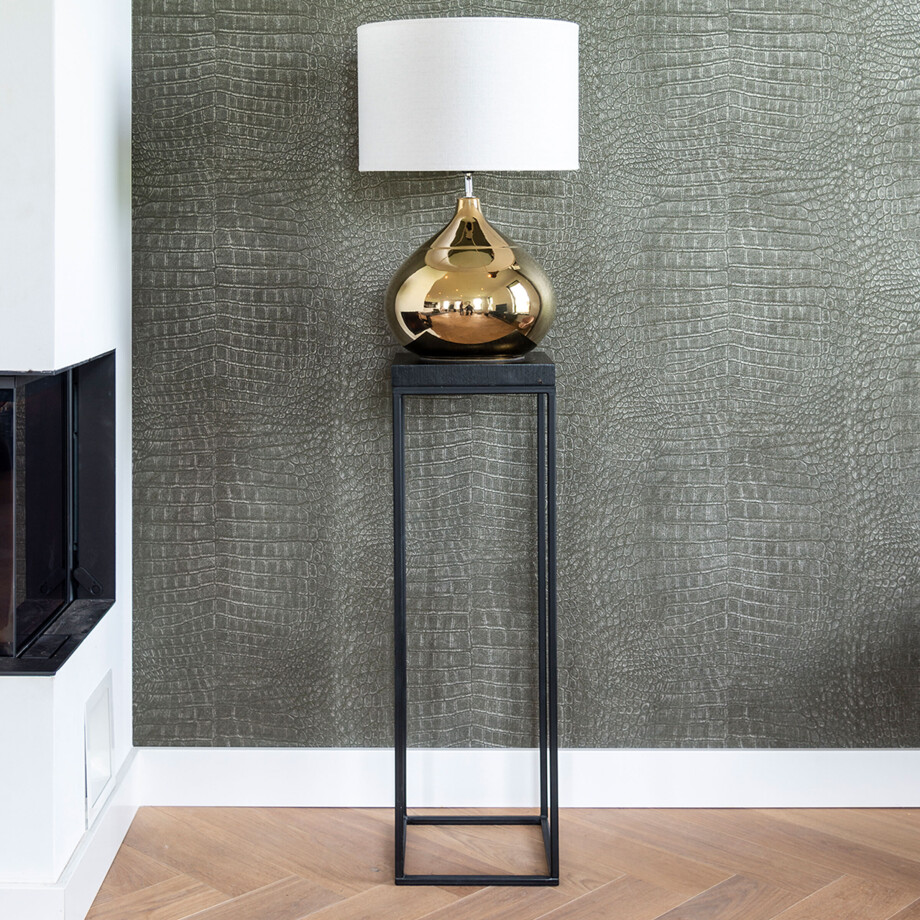 Richmond Zuil 'Oakura' Hout en Staal, 95cm hoog, kleur zwart afbeelding 1