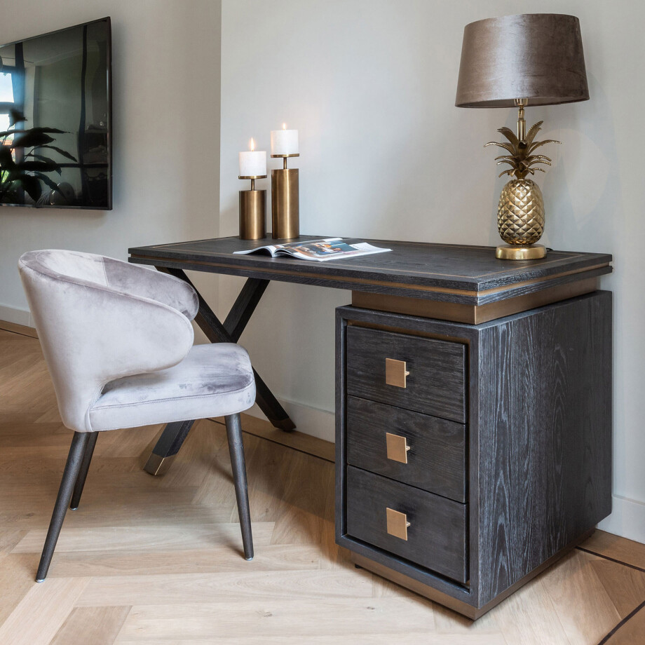 Richmond Bureau 'Hunter' Eiken, kleur Zwart, 150cm Richmond Bureau 'Hunter' Eiken, kleur Zwart, 150cm afbeelding 1