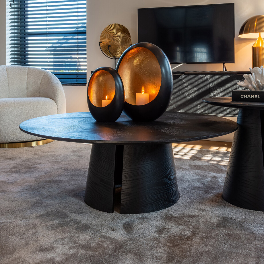 Richmond Ronde Salontafel 'Blax' Ø110cm, Eikenhout, kleur zwart afbeelding 1