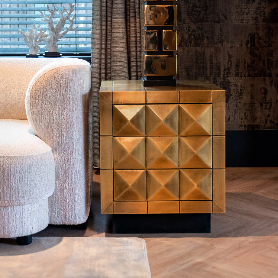 Richmond Ladekast/Nachtkastje 'Collada' kleur Goud Richmond Ladekast/Nachtkastje 'Collada' kleur Goud afbeelding 1