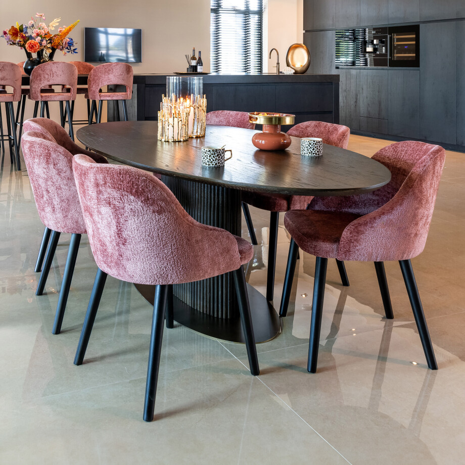 Richmond Ovale Eettafel 'Luxor' Eikenhout, 235 x 110cm, kleur donkerbruin Richmond Ovale Eettafel 'Luxor' Eikenhout, 235 x 110cm, kleur donkerbruin afbeelding