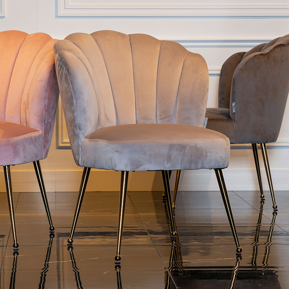 Richmond Eetkamerstoel 'Pippa' Velvet, kleur Khaki / Goud Richmond Eetkamerstoel 'Pippa' Velvet, kleur Khaki / Goud afbeelding 1