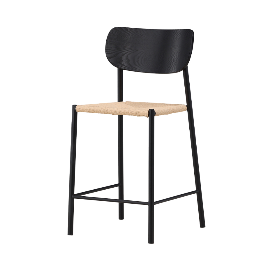 Rian barkruk met rotan zitting zwart - 67 cm Rian barkruk met rotan zitting zwart - 67 cm afbeelding 1