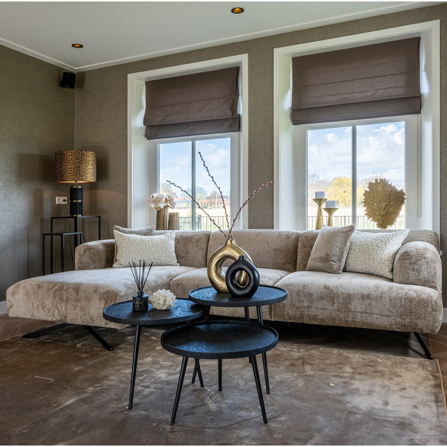 Richmond 3-zits Loungebank 'Donovan' Links, Chenille, kleur Taupe afbeelding 1