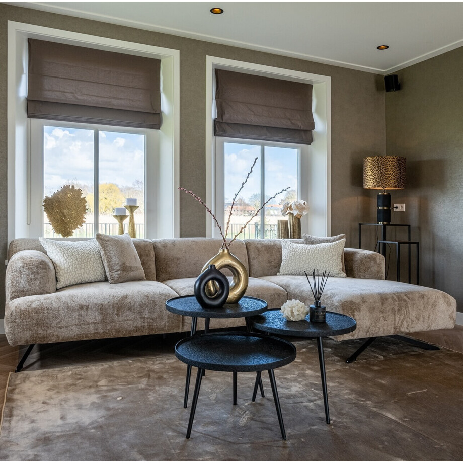 Richmond 3-zits Loungebank 'Donovan' Rechts, Chenille, kleur Taupe afbeelding 1