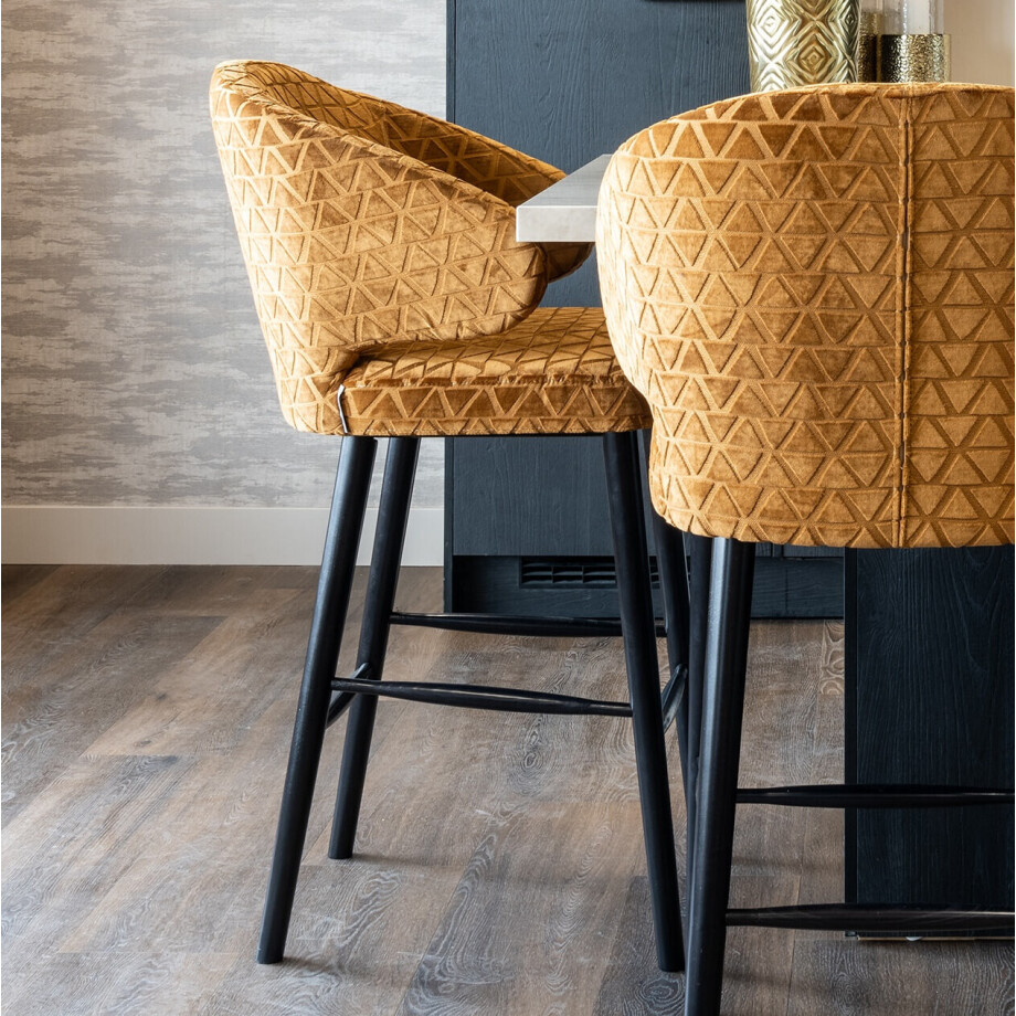 Richmond Barstoel 'Indigo' Triangle, kleur Goud (zithoogte 68cm) afbeelding 1