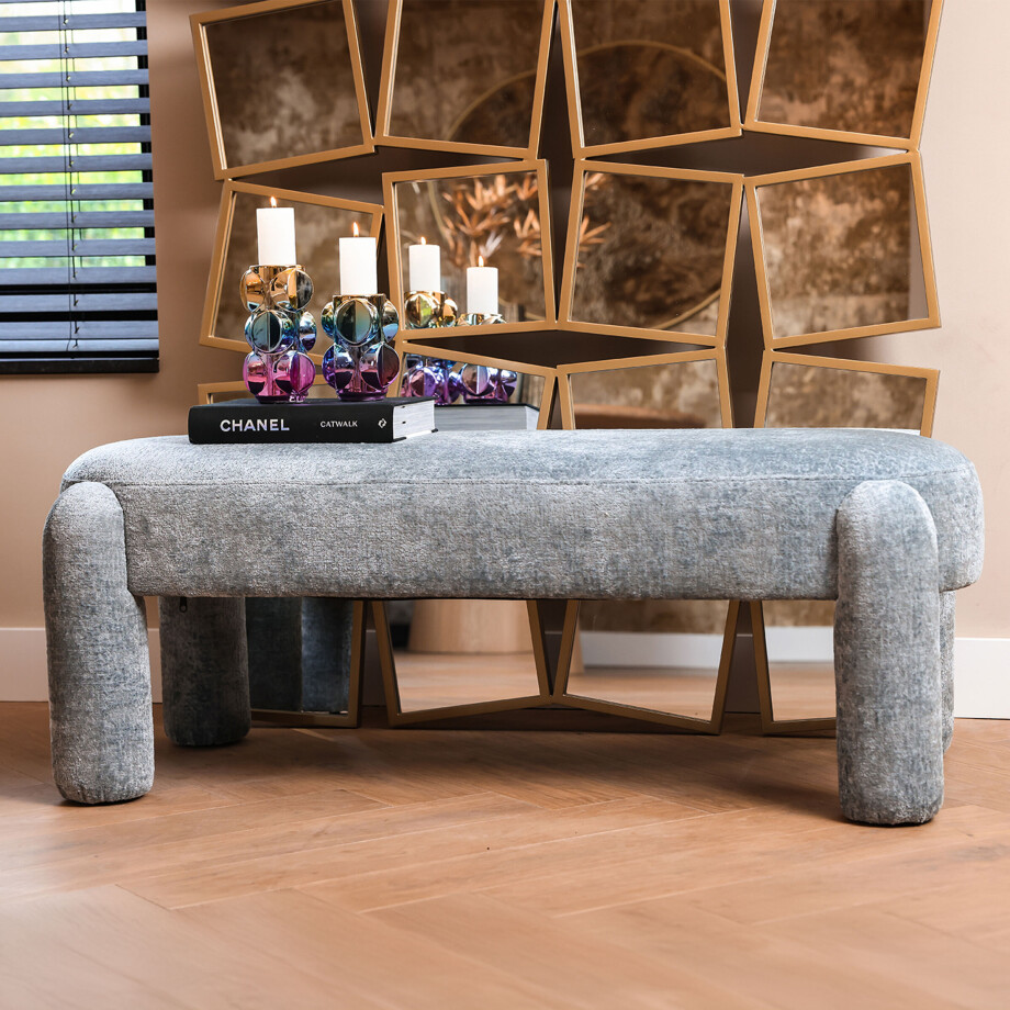 Richmond Eetkamerbank 'Holly' Chenille, kleur Lichtblauw afbeelding 1