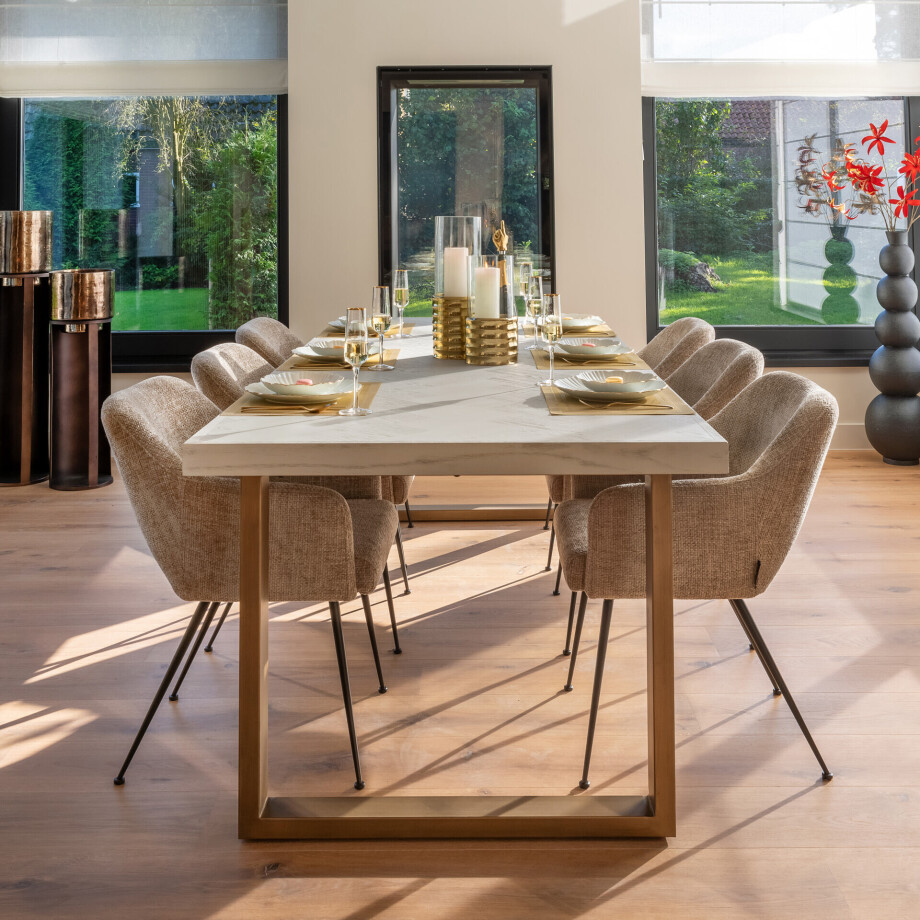 Richmond Eettafel 'Whitebone' Visgraat Eikenhout, 235 x 100cm, kleur Verona Grey afbeelding 
