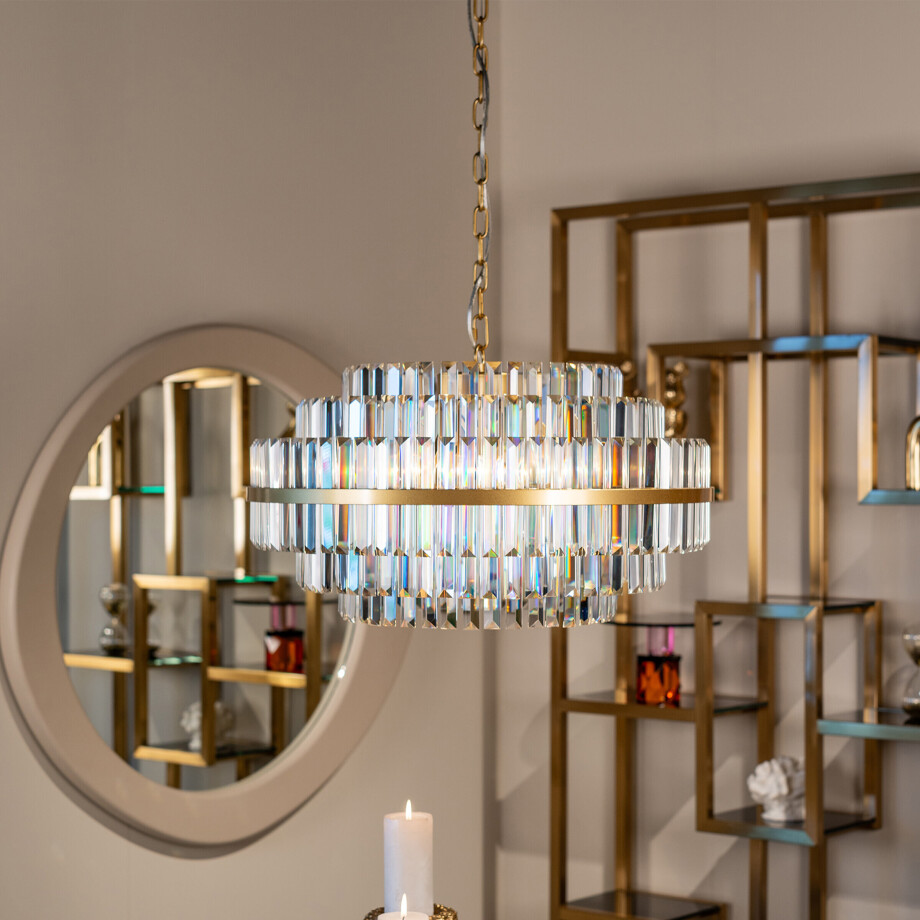 Richmond Hanglamp 'Desire' Crystal, 49cm, kleur Brushed Gold afbeelding 