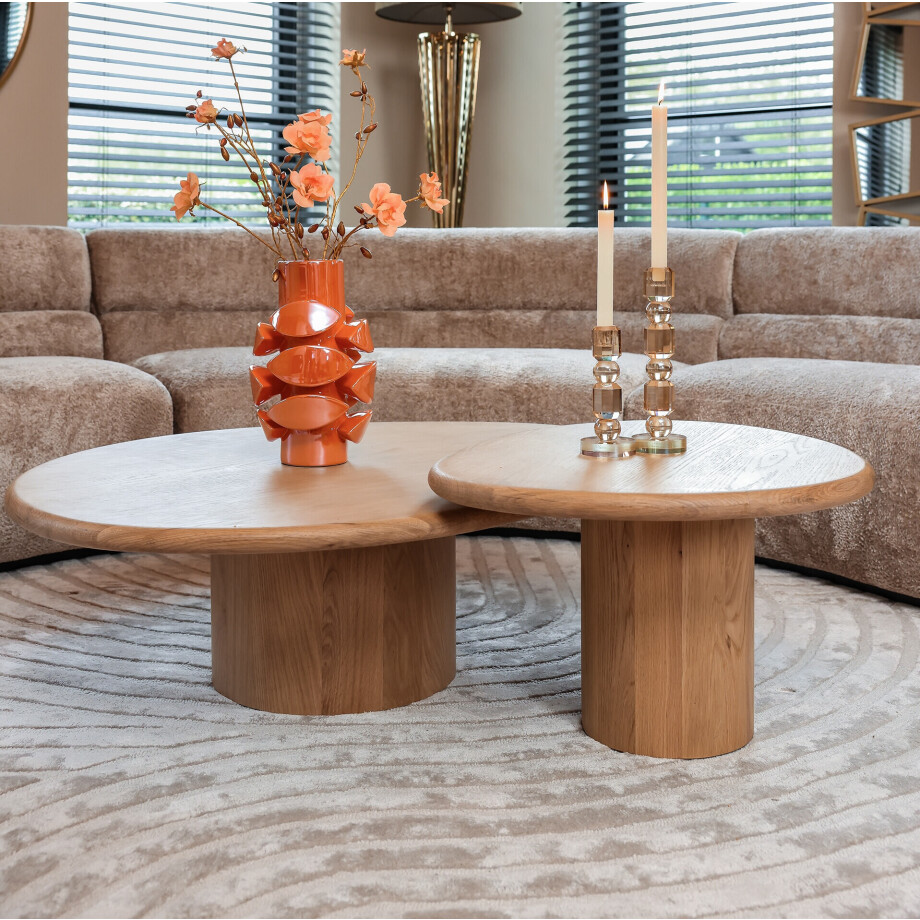 Richmond Organische Salontafel 'Oakley' Eikenhout, Set van 2 stuks Richmond Organische Salontafel 'Oakley' Eikenhout, Set van 2 stuks afbeelding