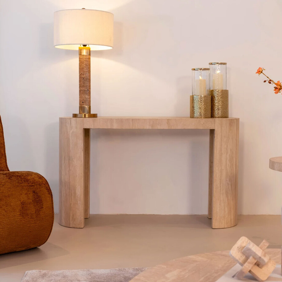 Richmond Ovale Sidetable 'Biltmore' Travertin, 140cm afbeelding 1