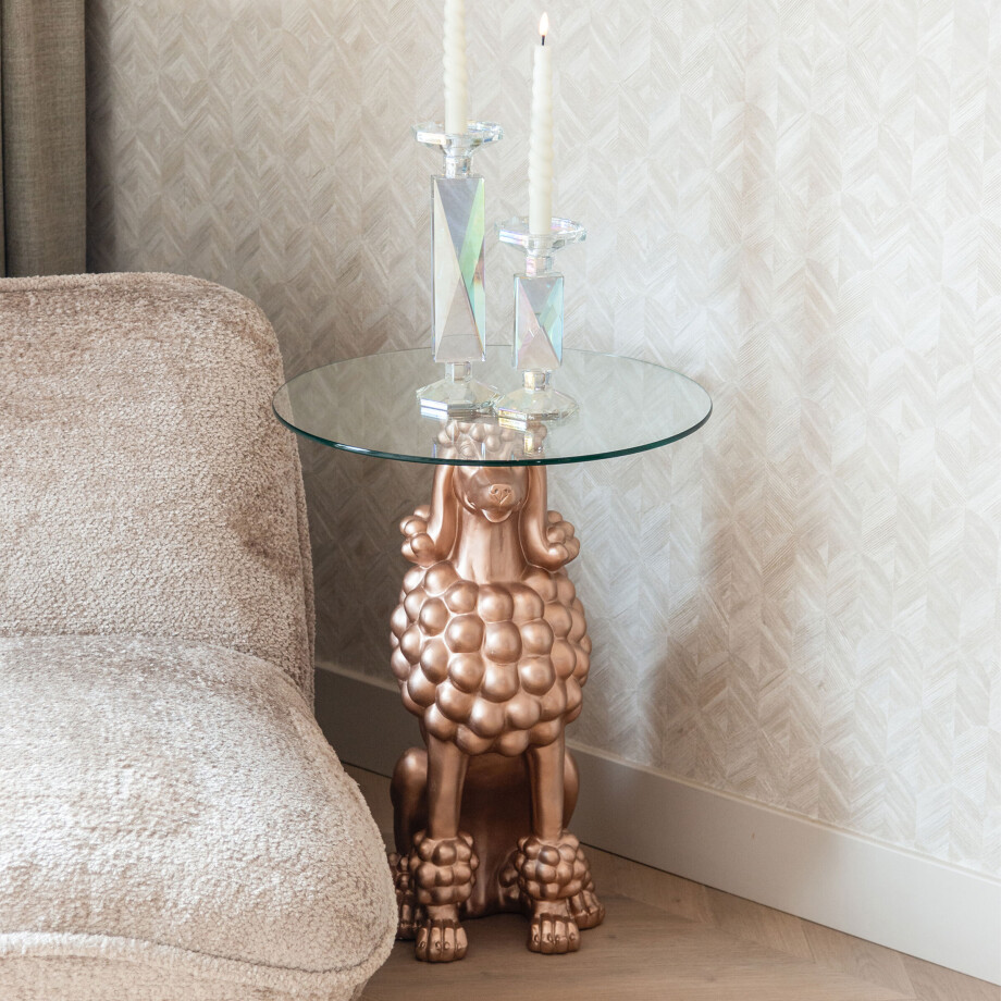 Richmond Ronde Bijzettafel 'Poodle' Glas, 48cm afbeelding 