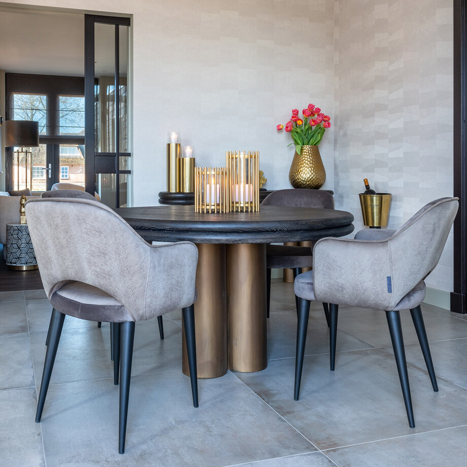 Richmond Ronde Eettafel 'Macaron' Eikenhout en metaal, Ø130cm afbeelding 