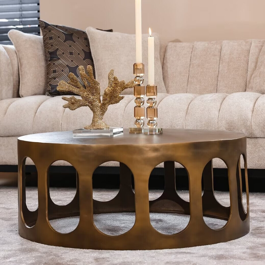 Richmond Ronde Salontafel 'Du Pont' 86cm, kleur Brushed Gold afbeelding 1