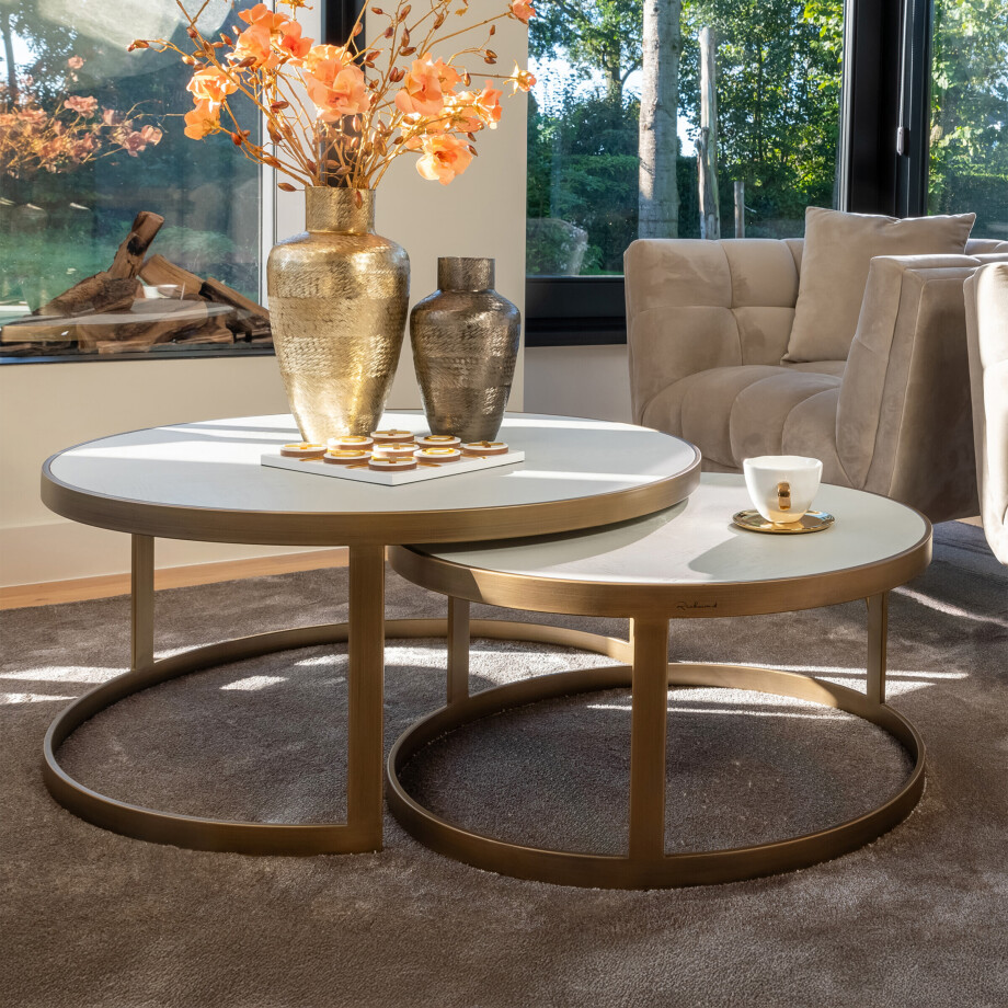 Richmond Ronde Salontafel 'Whitebone' Eiken, Set van 2 stuks afbeelding 