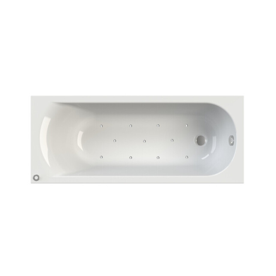 Riho Easypool 3.1 Miami whirlpoolbad - 170x70cm - hydro 6+4+2 pneumatische bediening links - inclusief poten en afvoer - glans wit B060010005 afbeelding 1