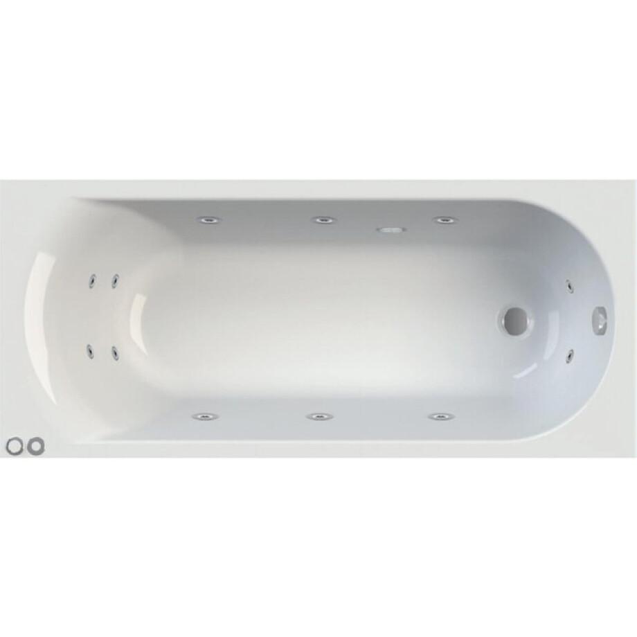 Riho Easypool 3.1 Miami whirlpoolbad - 170x70cm - hydro 6+4+2 pneumatische bediening rechts - inclusief poten en afvoer - glans wit B060009005 afbeelding 1