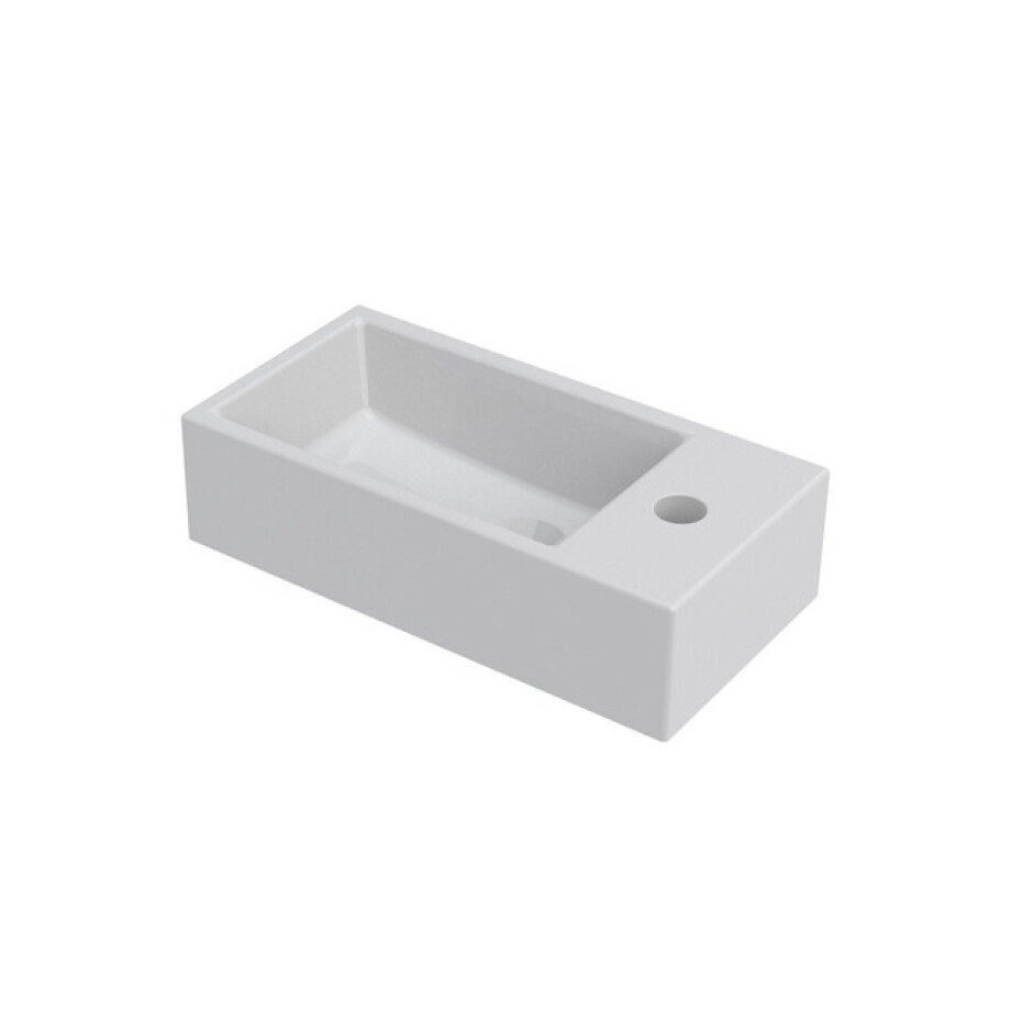 Riho Livit Tiny fontein - 1 kraangat rechts - 41x20.5x10.5cm - kunstmarmer wit W012001005 afbeelding 1