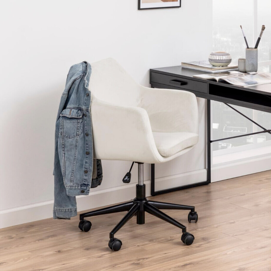 Bendt Bureaustoel 'Rikke' Velvet, kleur Zand Bendt Bureaustoel 'Rikke' Velvet, kleur Zand afbeelding 1