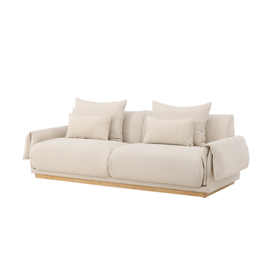 Rikki gestoffeerde 3-zits bank beige - 237 cm Rikki gestoffeerde 3-zits bank beige - 237 cm afbeelding 1