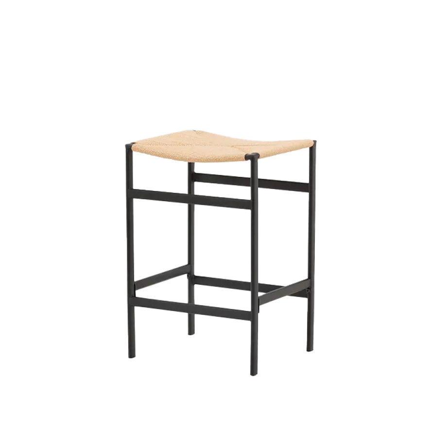 Roan metalen barkruk zwart - met rotan zitting - 66 cm Roan metalen barkruk zwart - met rotan zitting - 66 cm afbeelding 1