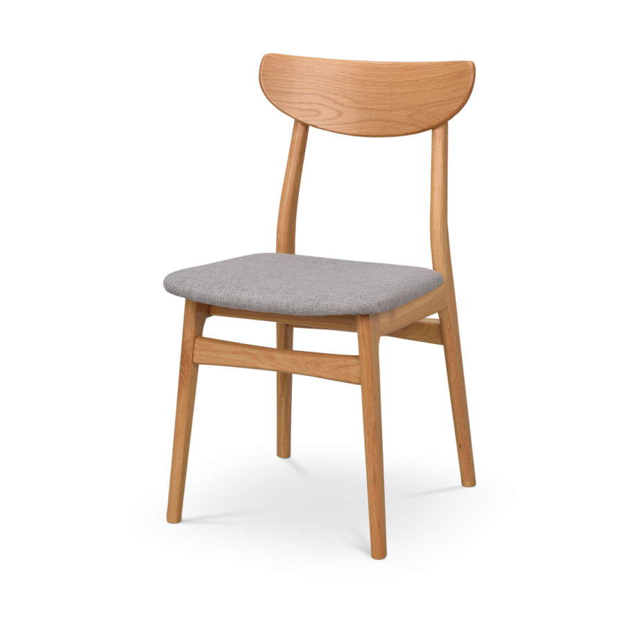 Rodham eikenhouten eetkamerstoel - gestoffeerde zitting lichtgrijs Rodham eikenhouten eetkamerstoel - gestoffeerde zitting lichtgrijs afbeelding 1