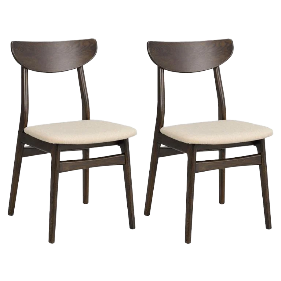 Rodham houten eetkamerstoel donker eiken - gestoffeerde zitting beige - set van 2 Rodham houten eetkamerstoel donker eiken - gestoffeerde zitting beige - set van 2 afbeelding 1