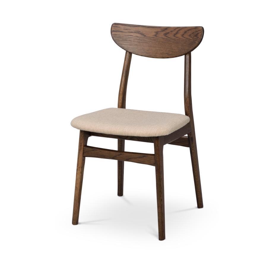 Rodham houten eetkamerstoel donker eiken - gestoffeerde zitting beige Rodham houten eetkamerstoel donker eiken - gestoffeerde zitting beige afbeelding 1