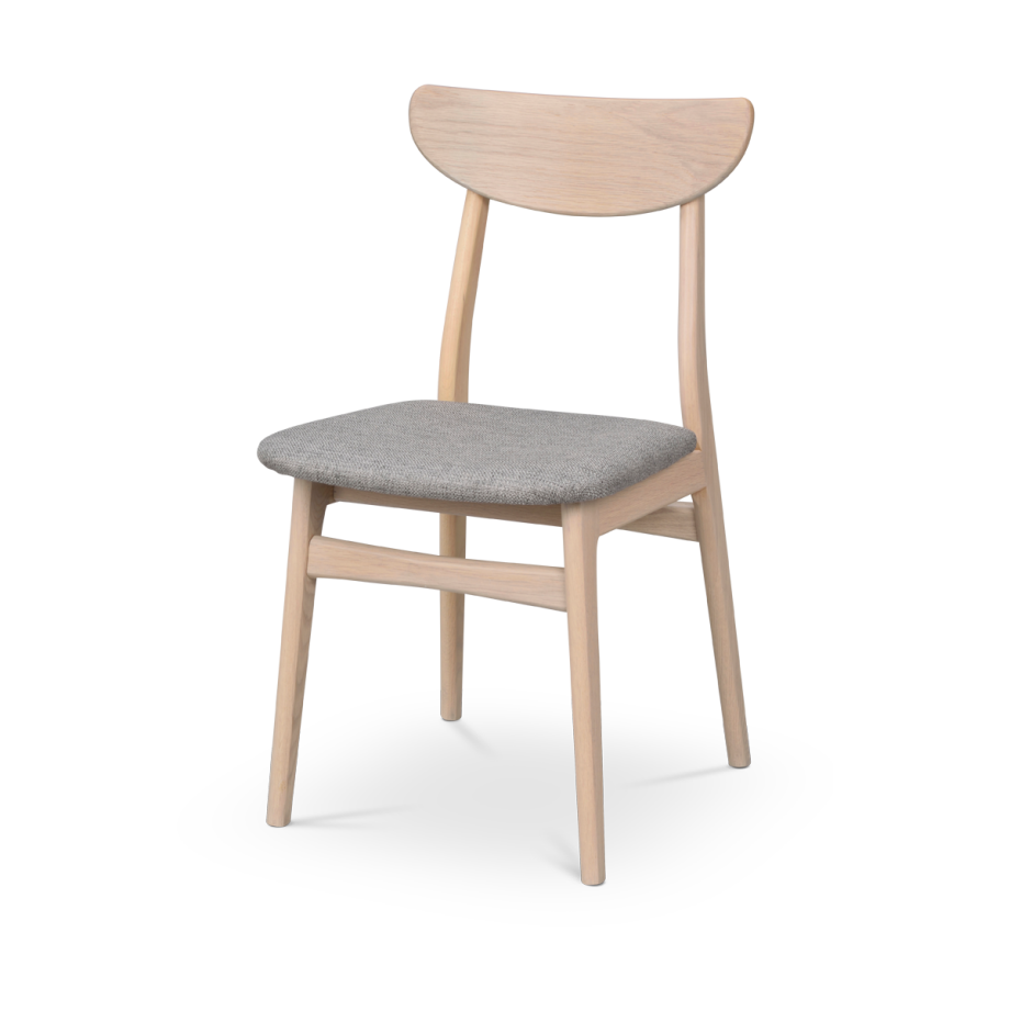 Rodham houten eetkamerstoel whitewash - gestoffeerde zitting lichtgrijs Rodham houten eetkamerstoel whitewash - gestoffeerde zitting lichtgrijs afbeelding 1