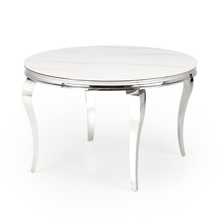 Ronde eettafel Reginald 120 cm wit marmer met chrome Ronde eettafel Reginald 120 cm wit marmer met chrome afbeelding 1