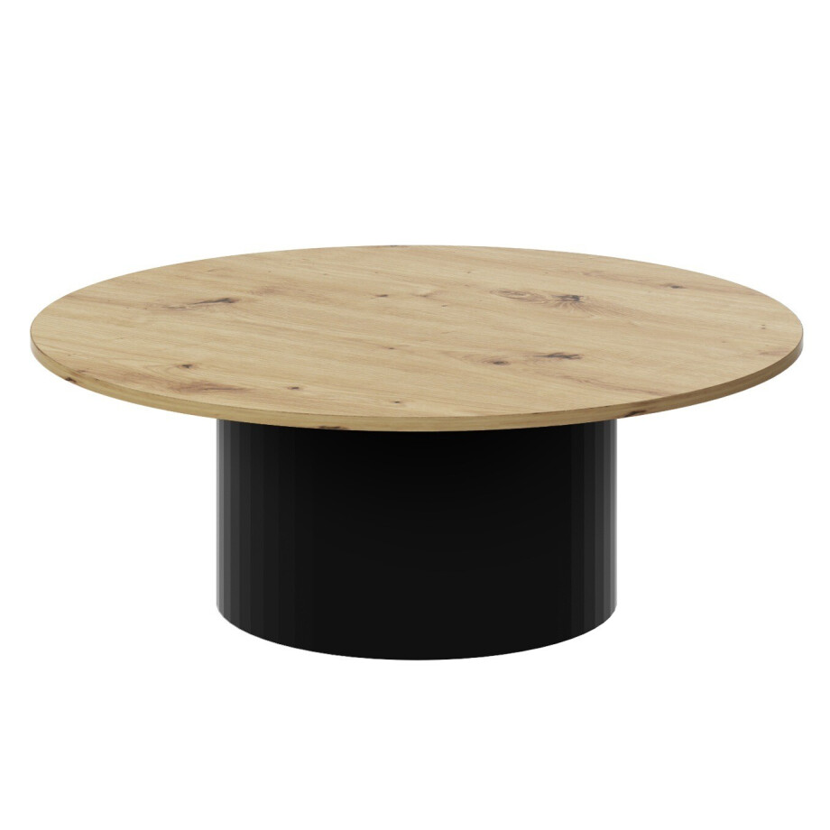 Ronde salontafel Corto 100 cm artisan eiken met zwart mat afbeelding 1