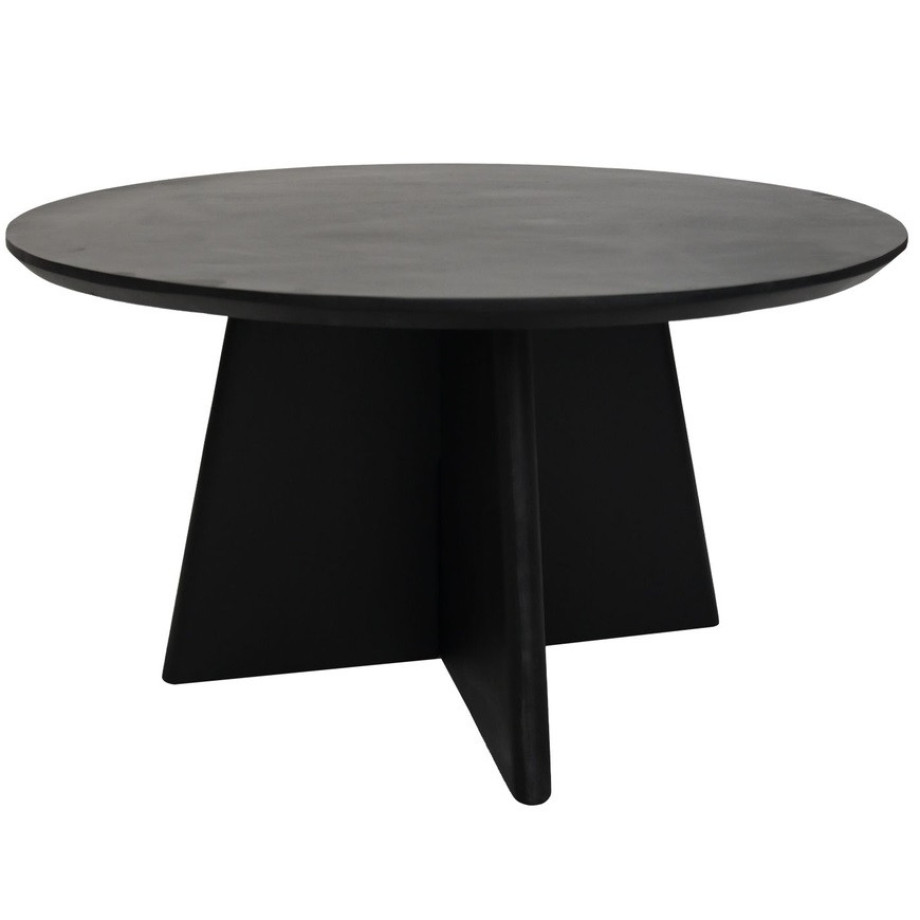 Ronde salontafel met kruispoot 80X80X45 zwart Mangohout afbeelding 1