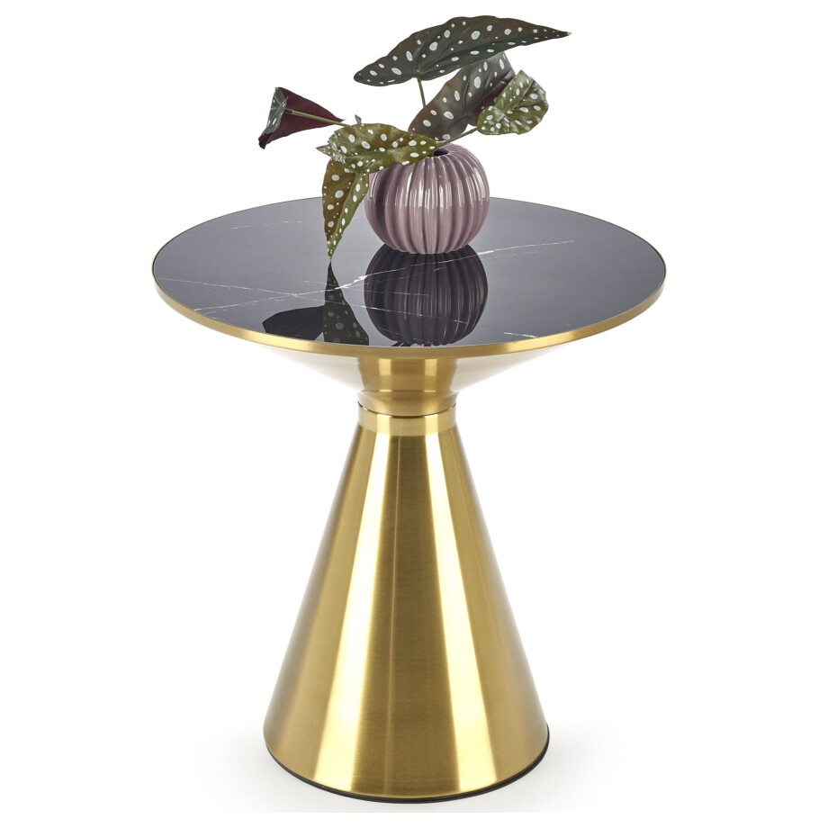 Ronde salontafel Tribeca 50 cm marmer zwart met goud Ronde salontafel Tribeca 50 cm marmer zwart met goud afbeelding 1