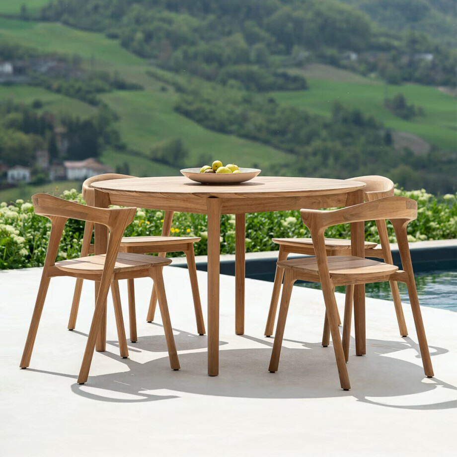 Ethnicraft Ronde Tuintafel 'Bok' Teakhout, 125cm, kleur Naturel afbeelding 1