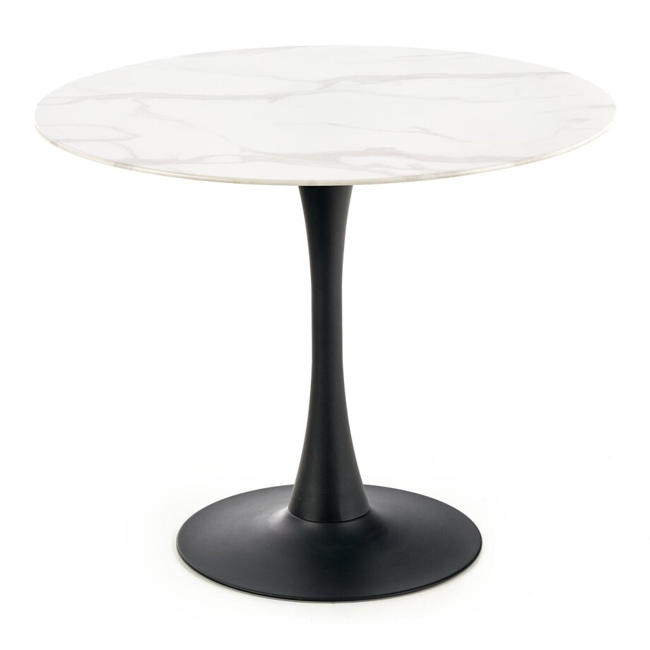 Ronde eettafel Ambrosio 90 cm marmer wit afbeelding 1