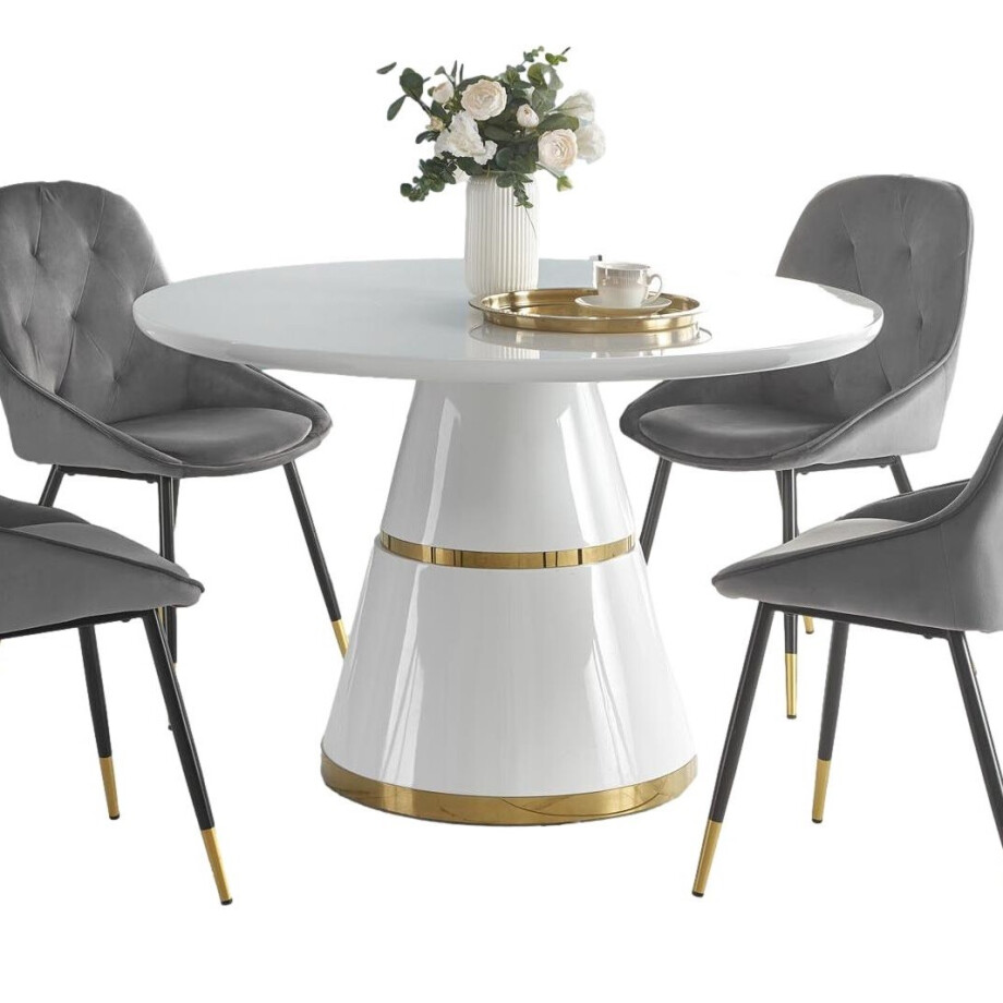 Ronde eettafel Vegas 120 cm hoogglans wit Ronde eettafel Vegas 120 cm hoogglans wit afbeelding 1