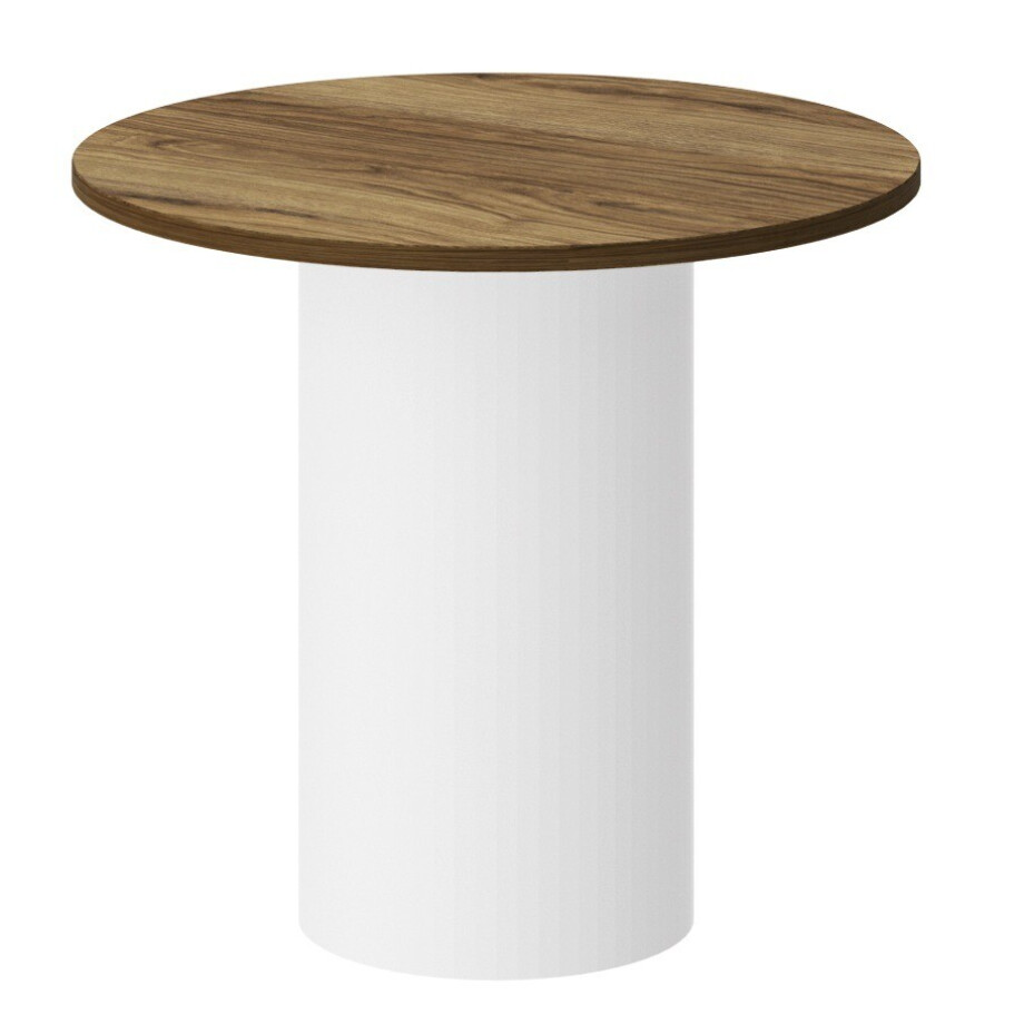 Ronde salontafel Alto 60 cm eiken met wit mat afbeelding 1