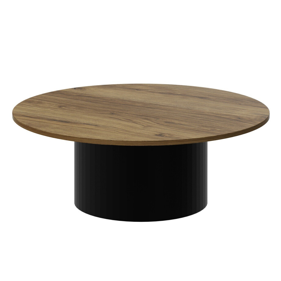 Ronde salontafel Corto 100 cm eiken met zwart mat Ronde salontafel Corto 100 cm eiken met zwart mat afbeelding 1