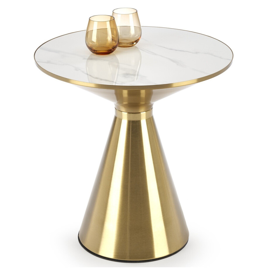 Ronde salontafel Tribeca 50 cm marmer wit met goud afbeelding 1