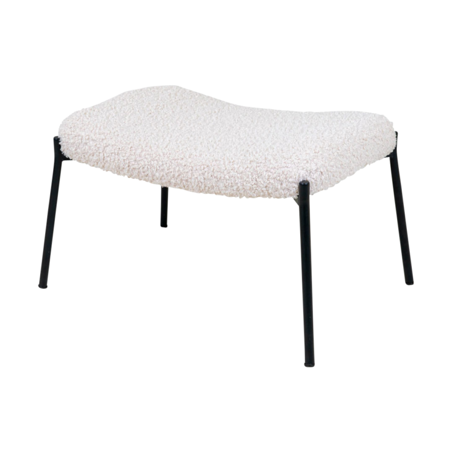 Rosemarie teddy poef gebroken wit - 61 x 41 cm Rosemarie teddy poef gebroken wit - 61 x 41 cm afbeelding 1